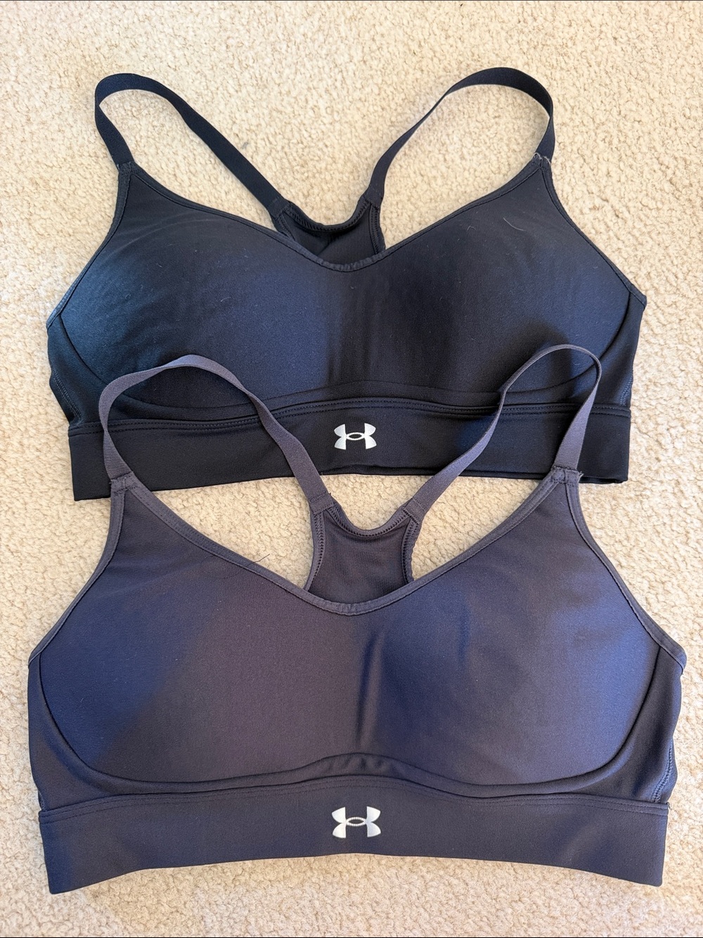 Under Armour Women's Black & Dark Gray Racerback Sports Bras (2-Pack)